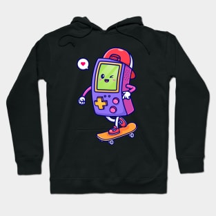 Cute Game Controller Playing Skaterboard Cartoon Hoodie